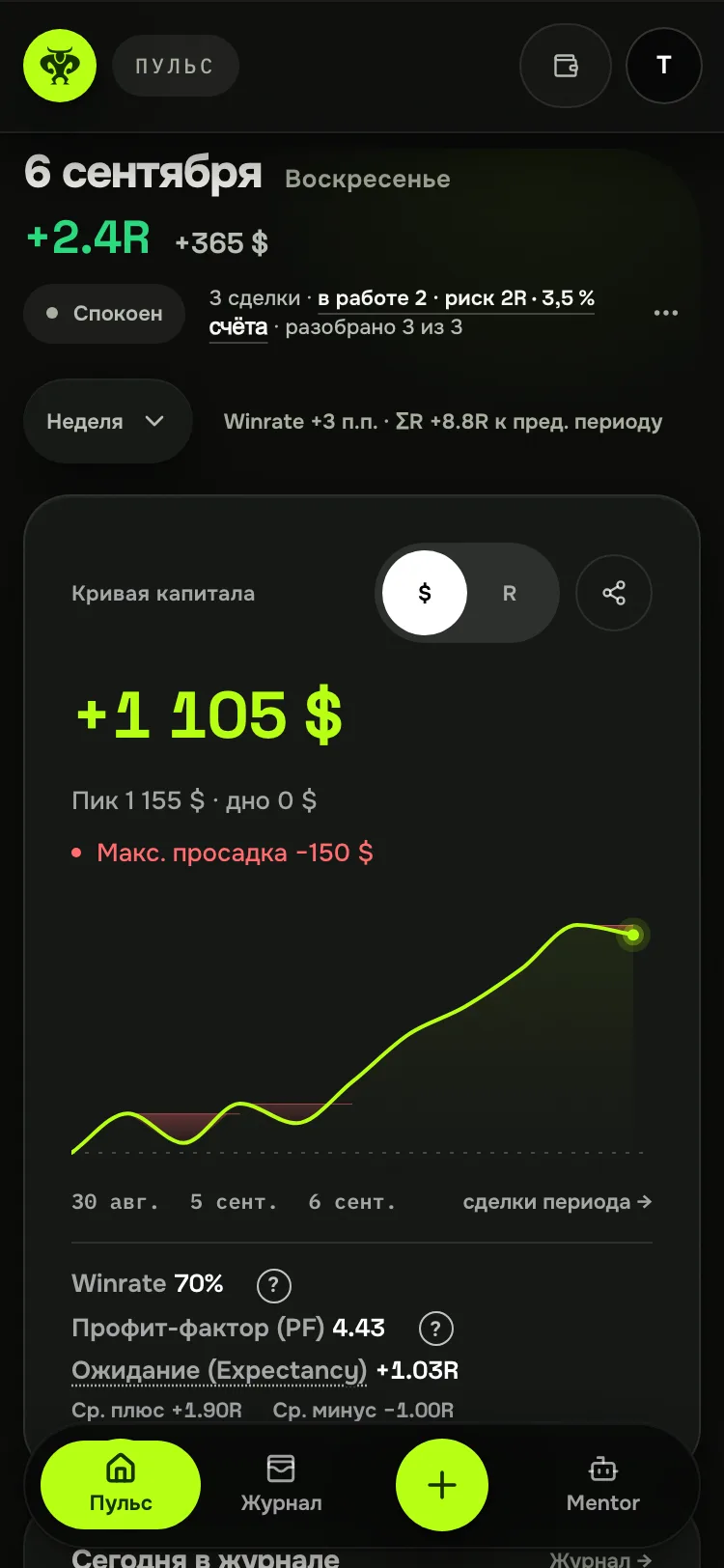 Скриншот экрана «Пульс» продукта на телефоне